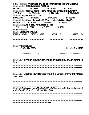 Đề kiểm tra học kì II môn Toán lớp 3